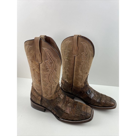 NWOB Circle G ORIX Caiman Patchwork & Embroidery Square Toe Western Boot Men 10D main image 6